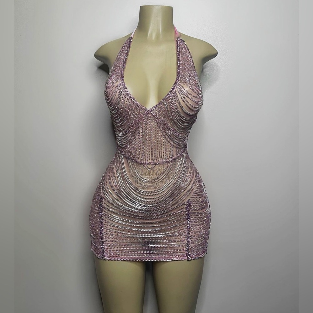 Brand new pink chain dress